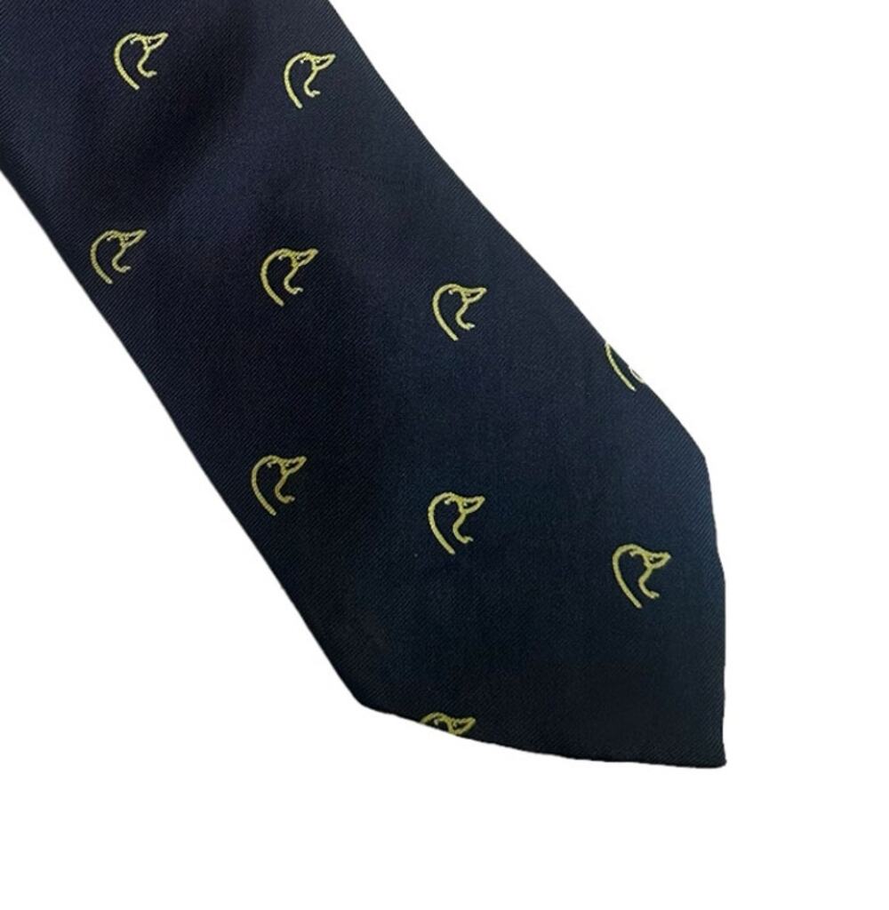Vintage VTG Abbey Cravat Ducks Tie Duck Head Print Navy Blue MCM Retro